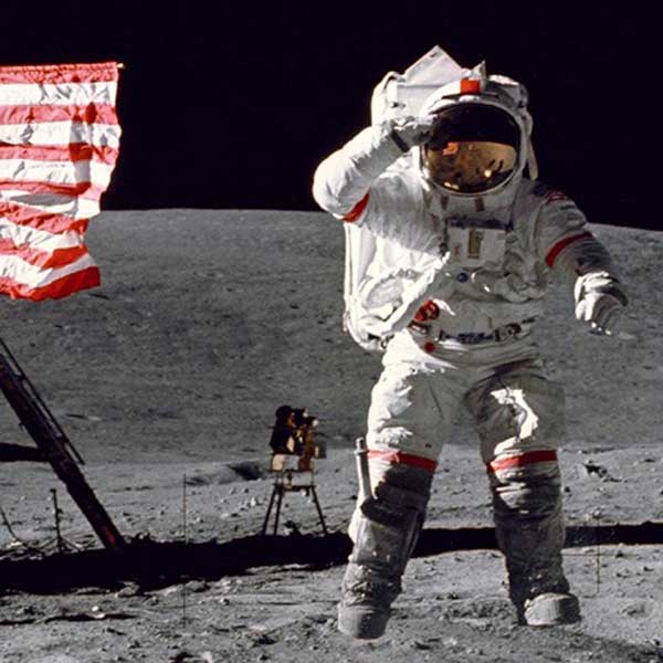Astronaut standing on moon