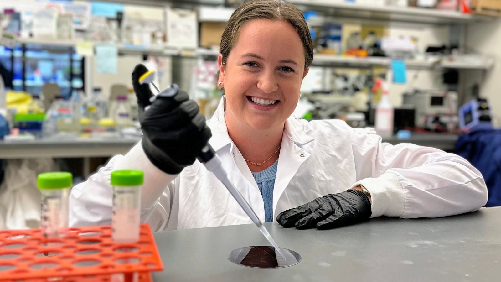 Abbie Clevenger works in a bioengineering lab