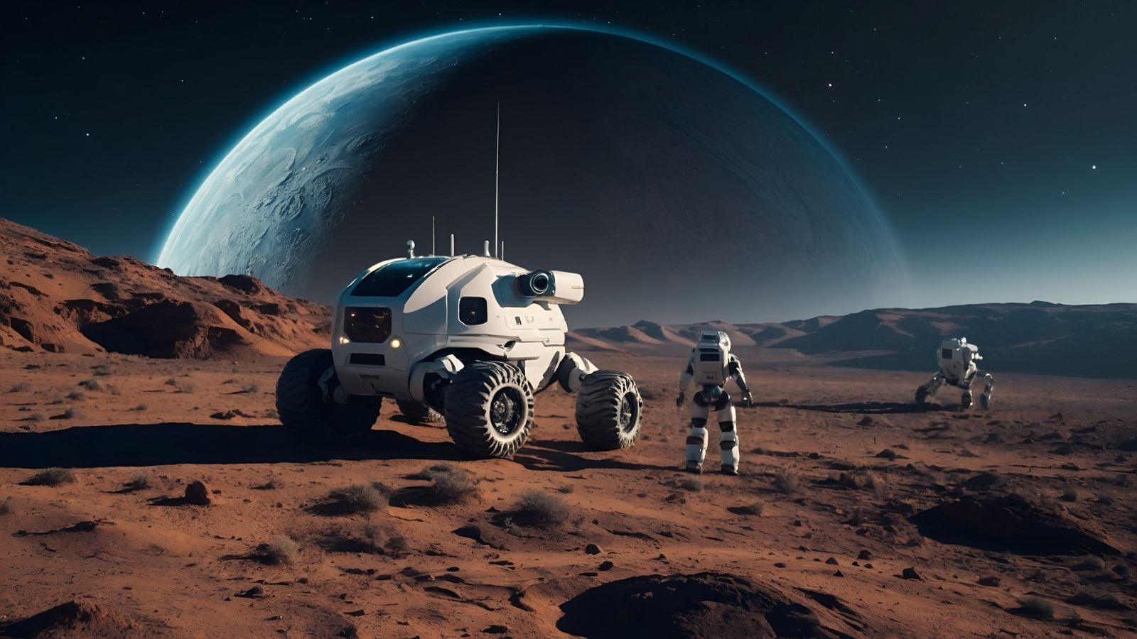 stock photo of robot vehicles in space