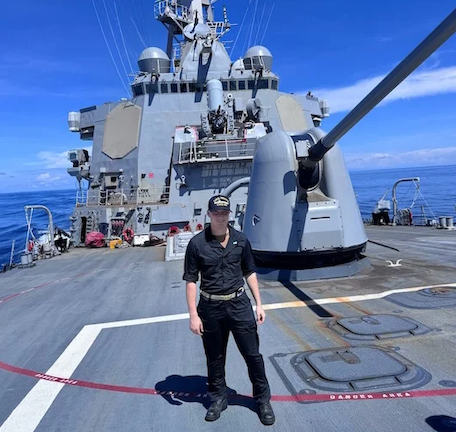 student on a naval ship