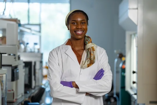 student in lab